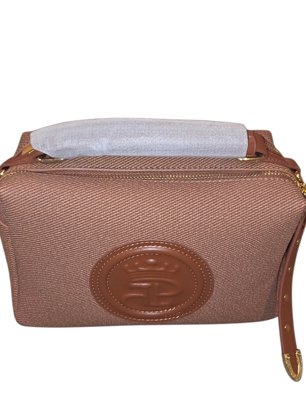 Brand New - Tan Crossbody Bag with Embossed Medallion